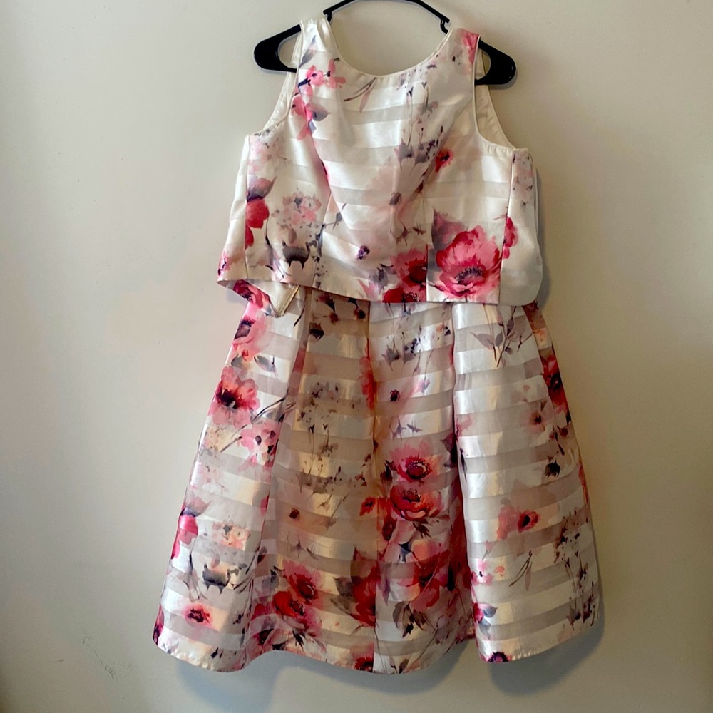 Pink flower skirt two piece set